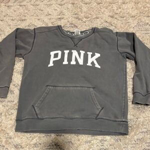 Victoria’s Secret PINK Gray Distressed Crewneck Sweatshirt Women’s Size Small